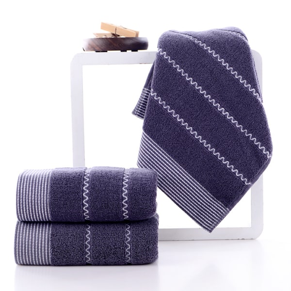 3-delad set av ren bomullshandduk, ansiktshandduk dark blue 3pcs