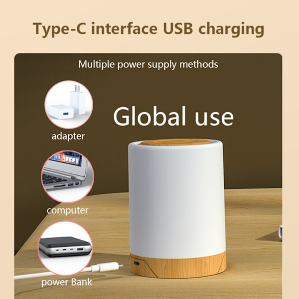 Dimbar RGB USB Oppladbar LED Touch Lampe for Soverom, Stue og Kontorbruk