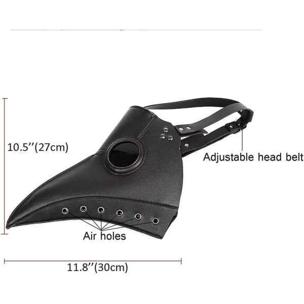 Plague Doctor Halloween rekvisita Steampunk Retro Läder Fågelmask