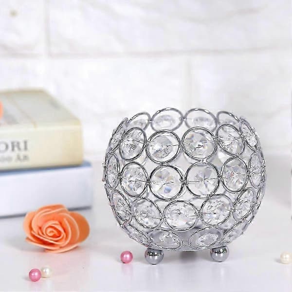 Kristall Te Ljusstake Bröllopsdekoration Bordsdekorationer (silver Diameter 10cm)