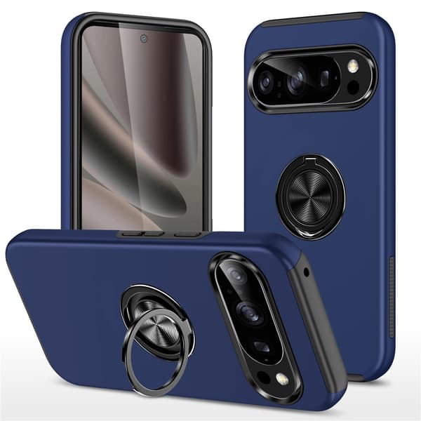 Til Pixel 10 Pro / Pixel 10 Deksel Hybriddeksel med Fingerring - Blå Dark blue blue