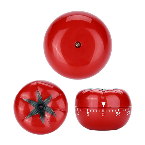Tomatformet 60-minutters Mekanisk Nedtællingsur - Køkken Madlavning & Bageassistent (6,3 x 4,5 cm)
