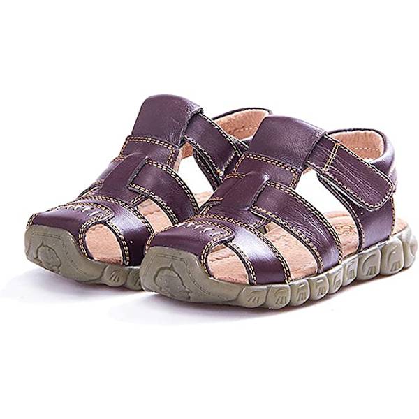 Unisex barnsandaler i mjukt läder med stängd tå brown 34