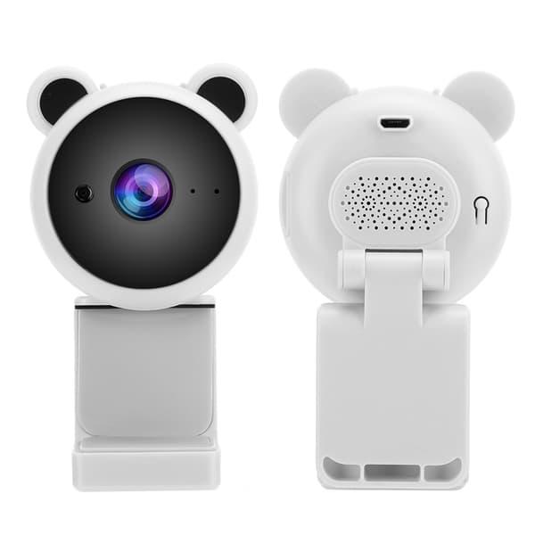 1080P HD USB-webkamera med innebygd mikrofon for direktesending, hvit