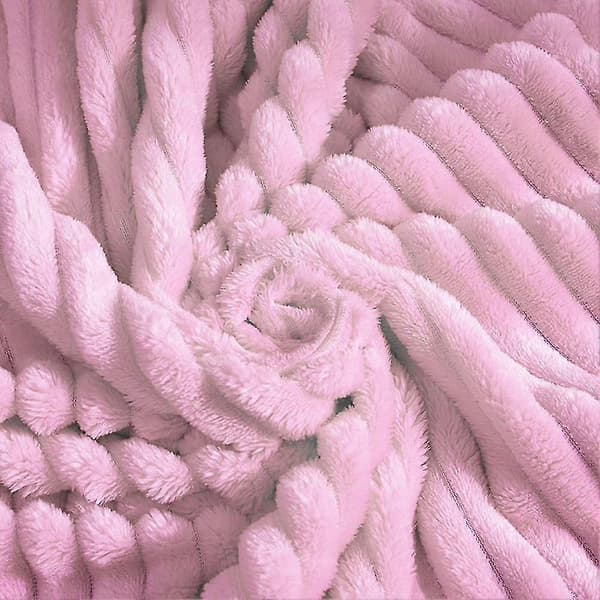 Vinterkastetæpper til sofa Dekorativt blødt fleecetæppe Luksus plys letvægts egnet Pink