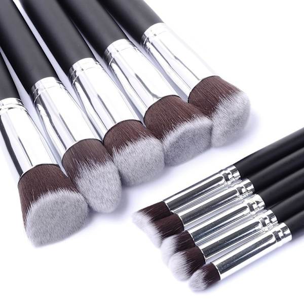 【DENGTU】10 professionelle makeupbørster, makeupsæt - Sølv