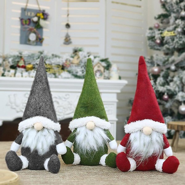 Handgjorda söta jultomte plysch jultomte dekoration ornament grey