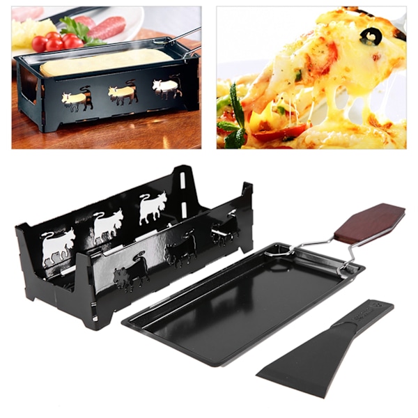 Bærbar Non-Stick Raclette Grillpanne med Trehåndtak for Enkel Matlaging og Servering