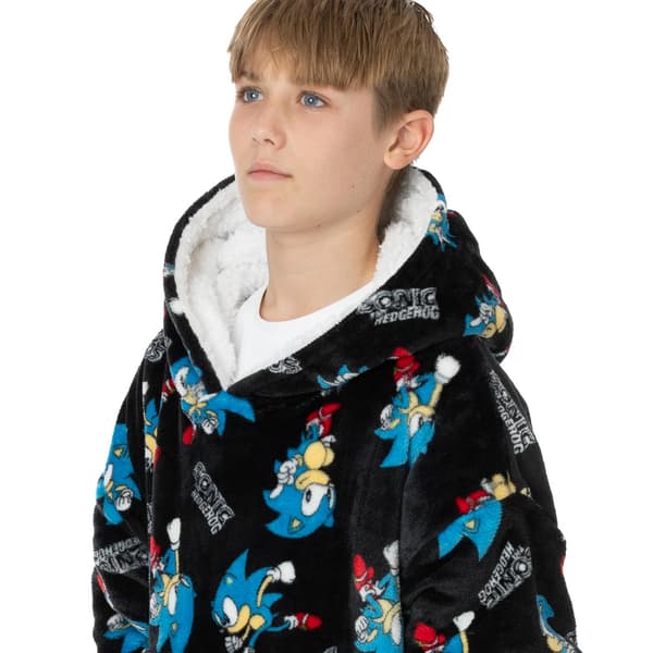 Sonic The Hedgehog Barn/Barn Oversized Hettegenser Teppe En Svart Black One Size