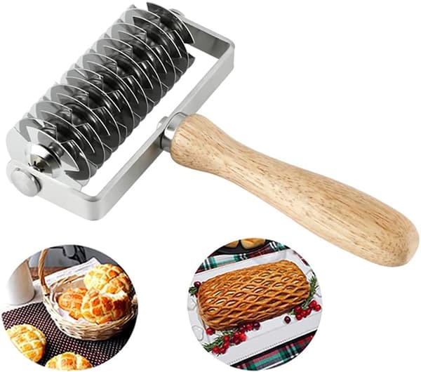 Deigrulle i rustfritt stål, gitter pizzarullekutter, kjøkkenredskaper for baking