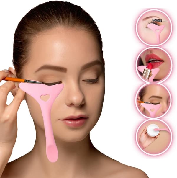 【DT】Eyeliner Stencils, Winged Eyeliner Tool, Mascara Shield, Multifunctional Silicone Eyeshadow Applicators, Perfect for Beg