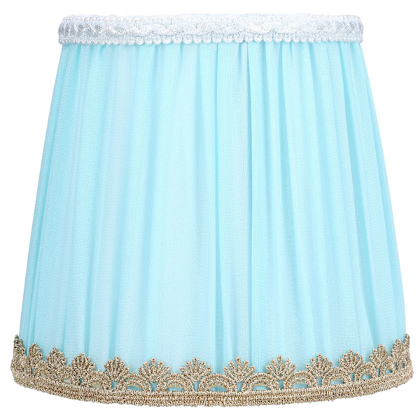 Stofskærm til lysekrone til skrivebord, natbord, soveværelse, stue og kontorbelysning Light blue chiffon