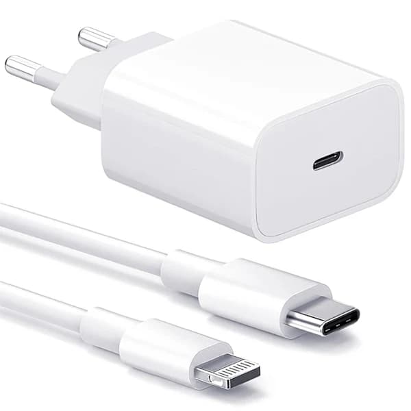 2-pakning - iPhone-lader - Hurtiglader - Adapter + datakabel 20W 2-pakning iPhone