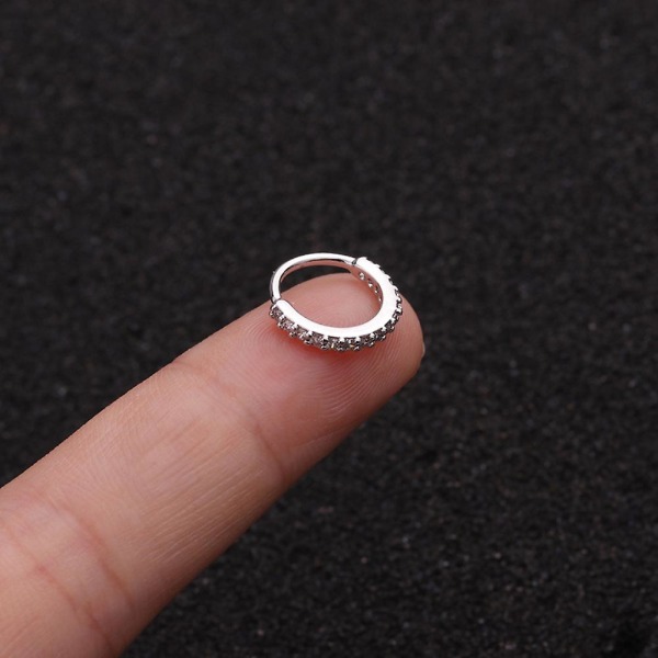 1st Kvinnor Cubic Zirconia Inlagd Hoop Nose Ring Huggie Örhänge rose gold 10mm