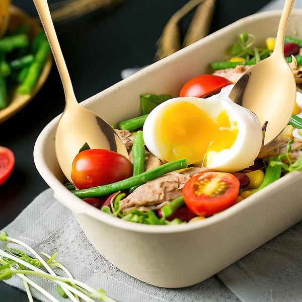 6p Iece Sallad Server Rostfritt stål Sallad Sked Och Gaffel Set