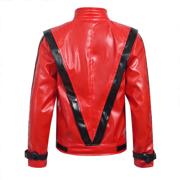 Röd läderjacka för män, klassisk bikerstil, Halloweenfest, utekväll, present A A 120