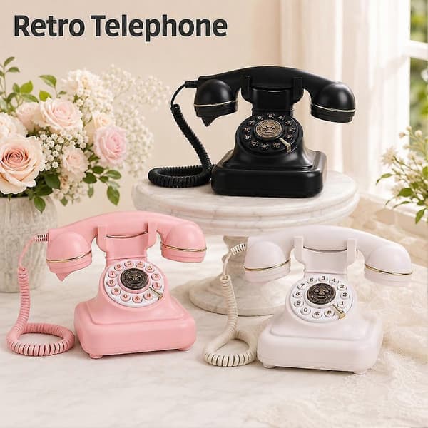 Retro Bluetooth-telefon til bryllupsreceptionsindretning med trådløs håndsætfunktion Pink 1pcs