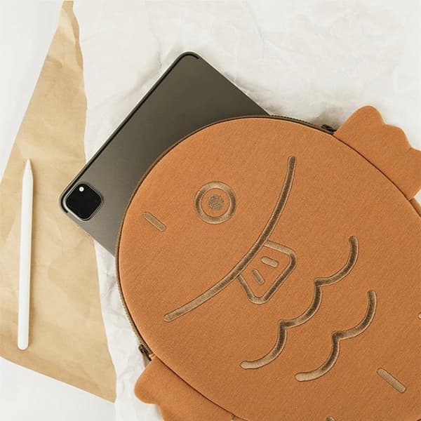 Sød Taiyaki Tablet Sleeve Taske Stødresistent Blød Bomuldsetui til 13 tommer tablet