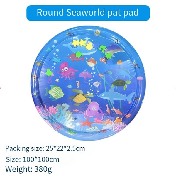 PVC oppustelig vandpude baby kravle måtte - sjovt vandlegetøj til børn Round Ocean World