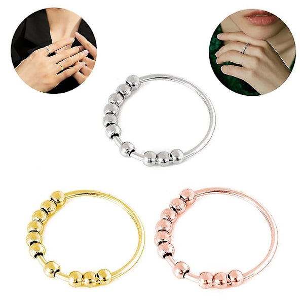 Anxiety Spinning Rings Fidget Tunna Stapelbara Ringar, 15mm