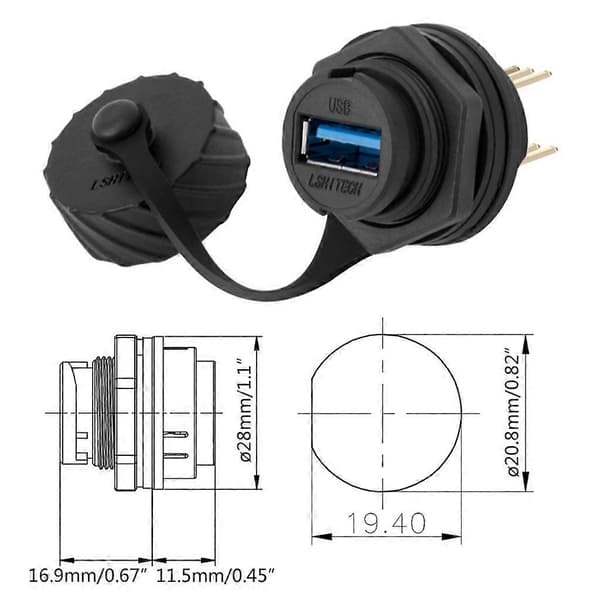 USB 2.0 3.0 hunnkontaktplugg panelmonteringsadapter 2/2,54 mm nåleavstand koble til lodding direkte vanntett USB2.0 USB2.0