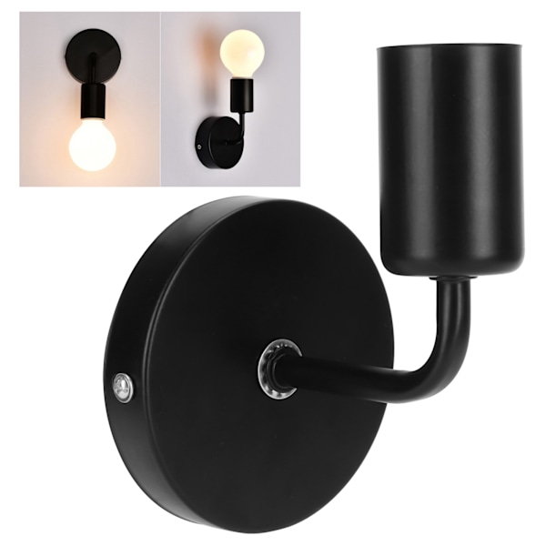 E27 Sort Retro Vegglampe - Enkel Hodelykt for Nattbord, Korridor og Trapper (AC85-265V)
