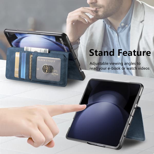 【DENGTU】Samsung Galaxy Z Fold 7 mobilskal, skyddsfodral med kortplats, blå