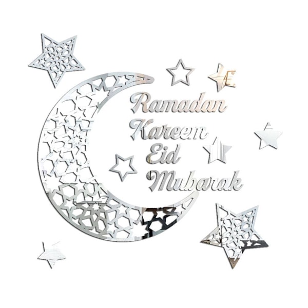 Selvklebende 3D Akryl Halvmåne Veggklistremerke for Ramadan - Perfekt for Dører, Vinduer og Skap