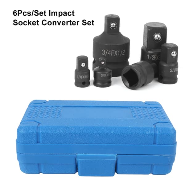 6 stk/sett Impact Socket Converter Reducer Adapter Sett 1/2in 1/4in 3/8in 3/4in