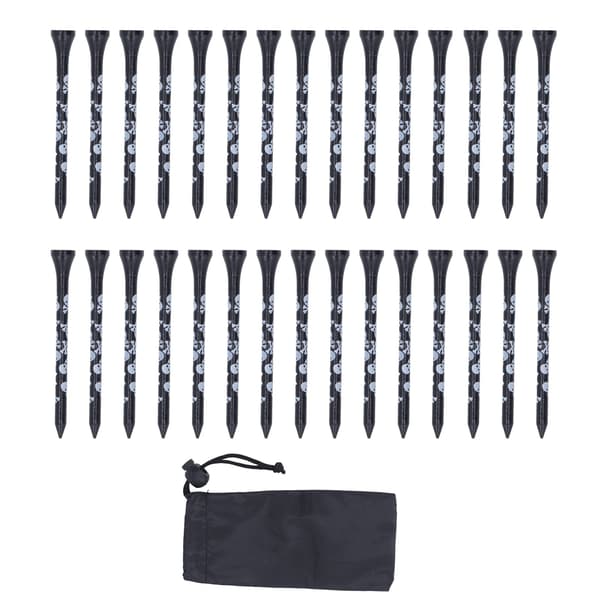 Golfpeggar i bambuträ, 30-pack, 8 cm, tryckt döskalledesign, golftillbehör