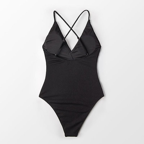 Kvinder One Piece Badedragt Flæse Wrap Textured Beach Badetøj Badedragter Black M