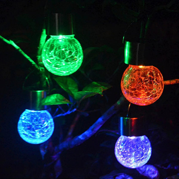 4st Utomhushängande Solar Lights, Crackle Globe Lights Colorful