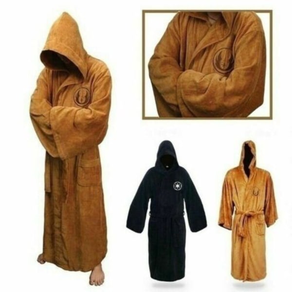 Pyjamas for menn Badekåpe Badekåpe Grafisk trykk Uformelt flanell Komfortabel varm hettegenser Langermet lommebelte Jedi-stil Gul M Yellow M