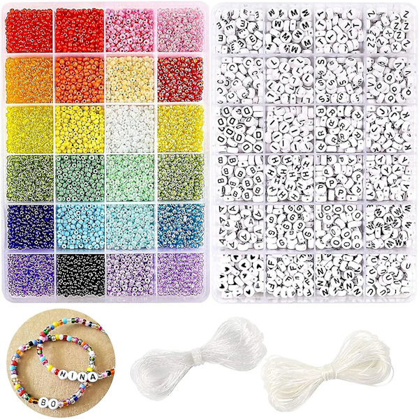 12000 st Craft Beads Kit 3mm glasfröpärlor Bokstavspärlor