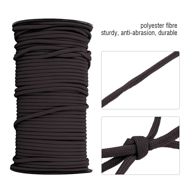 100m 9-säikeinen 4mm kestävä ruskea paracord-nauha retkeilyyn ja ulkokäyttöön