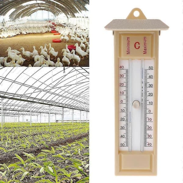 Drivhus Max-Min Press Termometer Tradisjonell Temperaturmåler -40 til 50 White