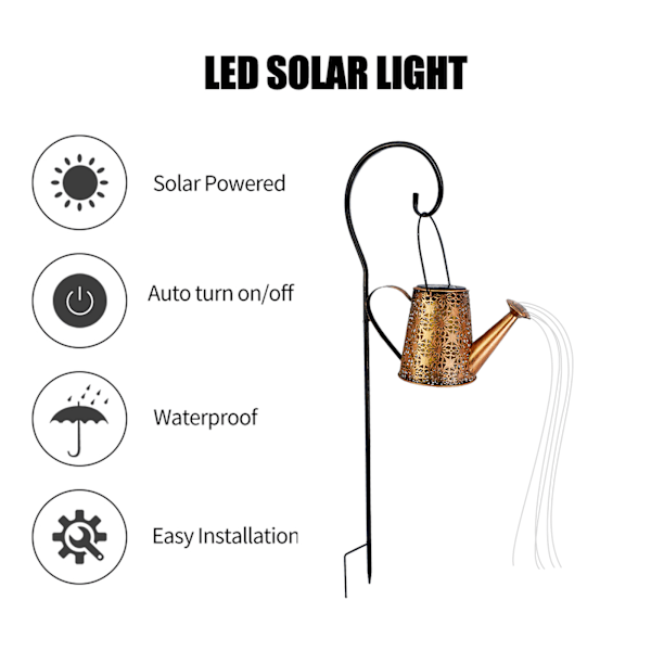 Vanntette solcellelamper i metall - LED-lykter for hagestier og bakgårder