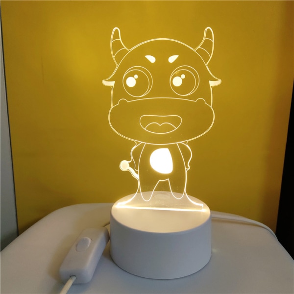 3D Nattlampa Smart Home Creative Barn presentbordslampa Colorful touch Fu Niu