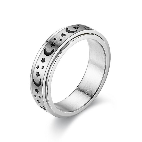 Ny Star And Moon Titanium Turning Par Ring