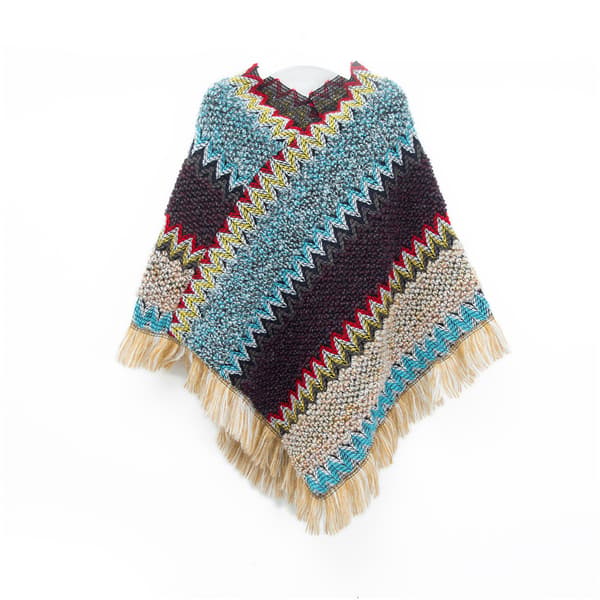 Ponchoer for kvinner, dameponchoer og sjal, vinter retro stilig poncho sjal for kvinner - Blå