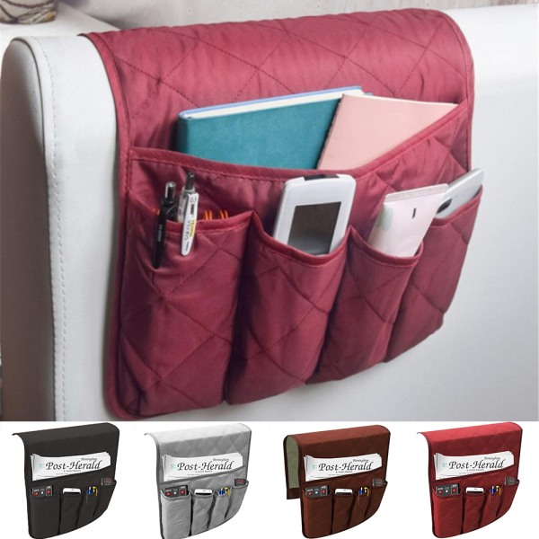 5-Pocket Soffa Förvaring Armstöd Organizer Hängande sängväska Grey