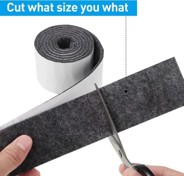 Filtdut - Selvklæbende filtstrimmel - Mørkegrå - 2-pak - 5cm*0.3cm*100cm[dt]