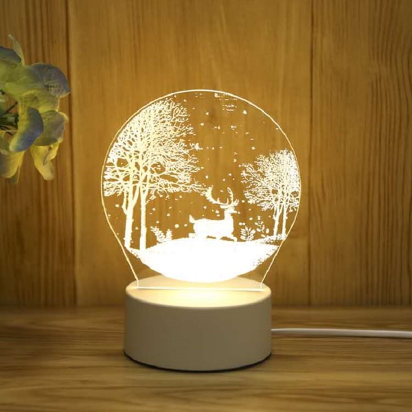 3D Nattlampa Smart Home Creative Barn presentbordslampa Charging three colors christmas deer