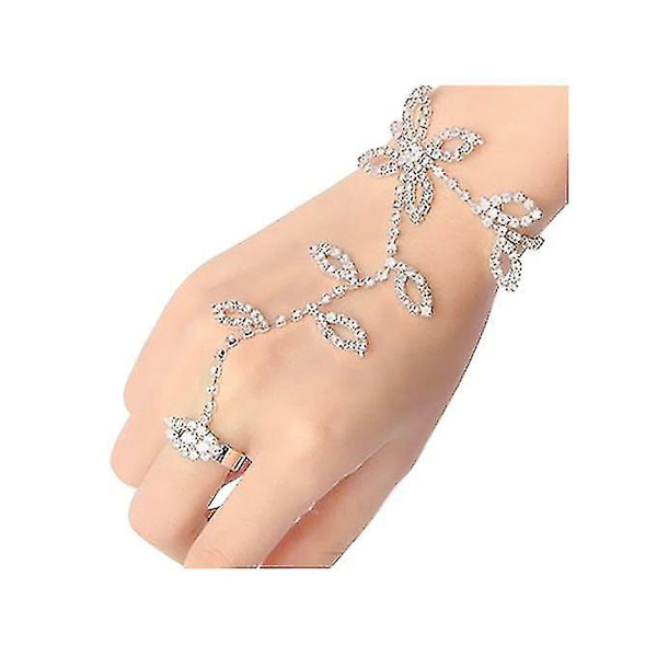 2st Crystal Rhinestone Leaf Armband Slave Chain Link Anklet