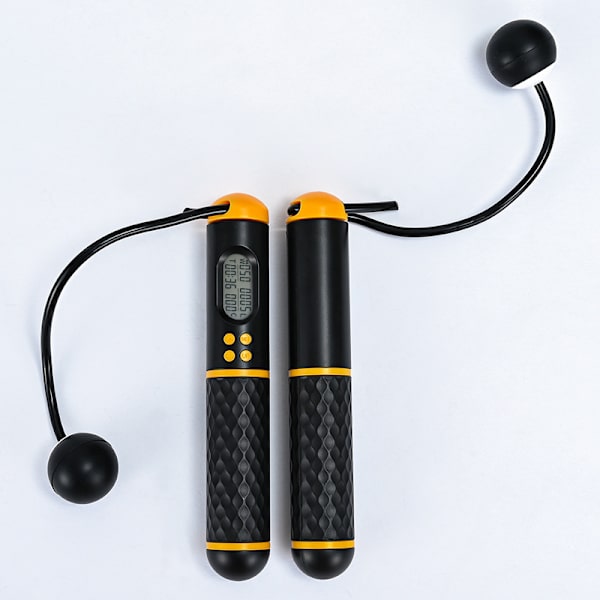 Justerbar digitalt viktad hoppropp utan rep Black and Yellow