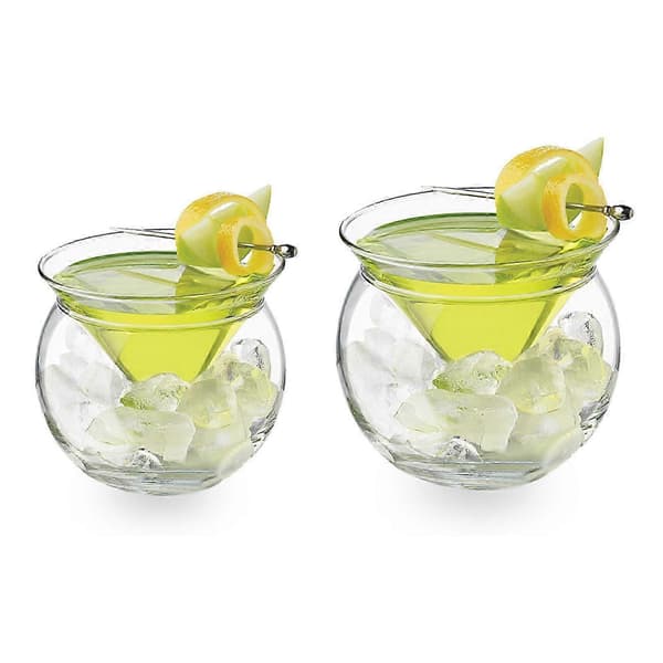Stilkfri Martini Glas Med Køler Krystalglas Martini Glas, Elegant Cocktailglas Sæt Med Serveringsskål