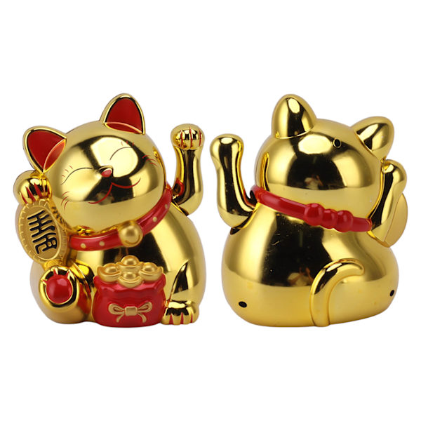 5.5\" Elektrisk Vinkende Arm Lykkekatt Ornament - Søt Gull Plastfigur for Kasse MLY11020-4
