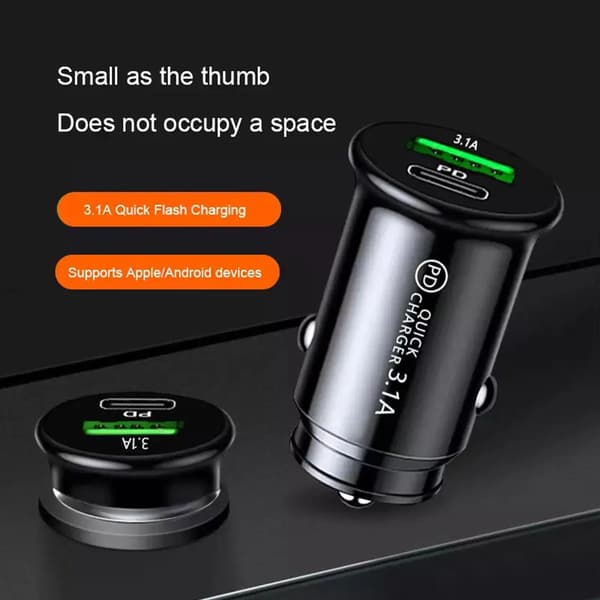 QC3.0 PD Bil USB-oplader QC Hurtigopladning 2 Port USB 12-24V Bil Cigarettænder Til Biladapter Til iPhone