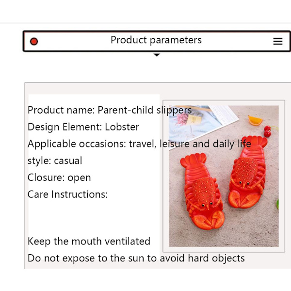 Söta hummer roliga tofflor strand halkfria sommar sandaler Dark Red 40-41