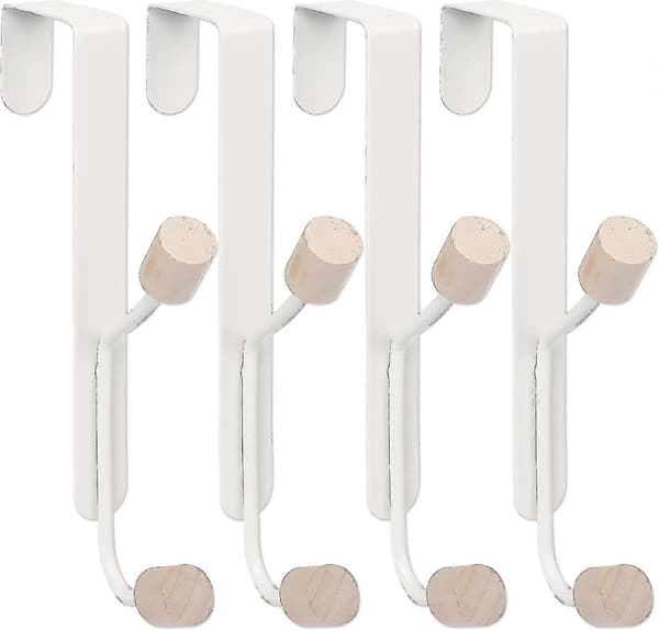 Dörrkrokar 4-pack metall dörrkrokar träkrokar för sovrum badrum kök dörrkrokar galgar för rockar hattar (vit)